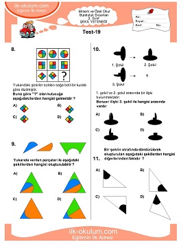 ilkokul 1. Sınıf Bilsem Zeka Testi 